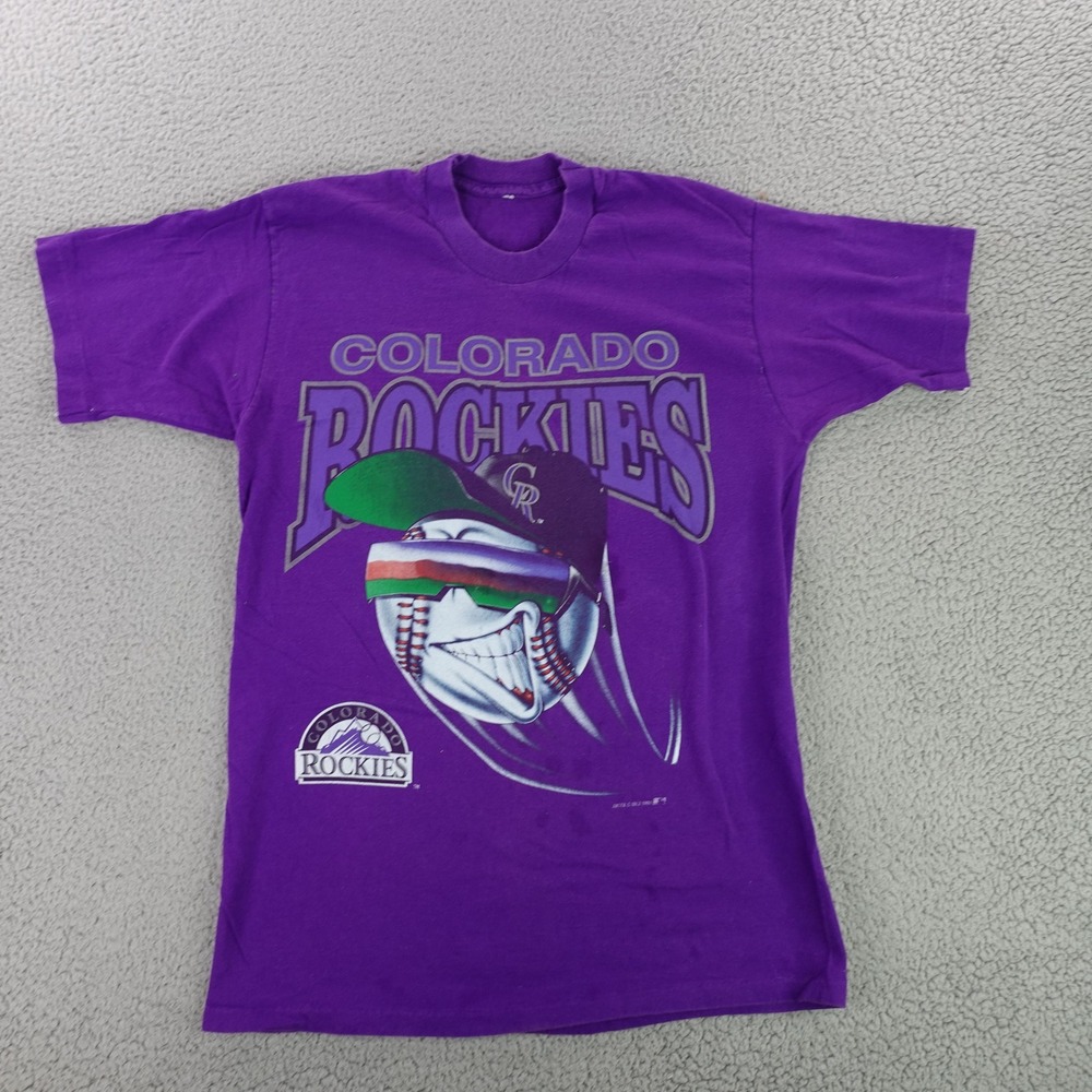 Vintage 1994 Colorado Rockies Artex‎ Purple T-Shirt Mens Single Stitch MLB 90s